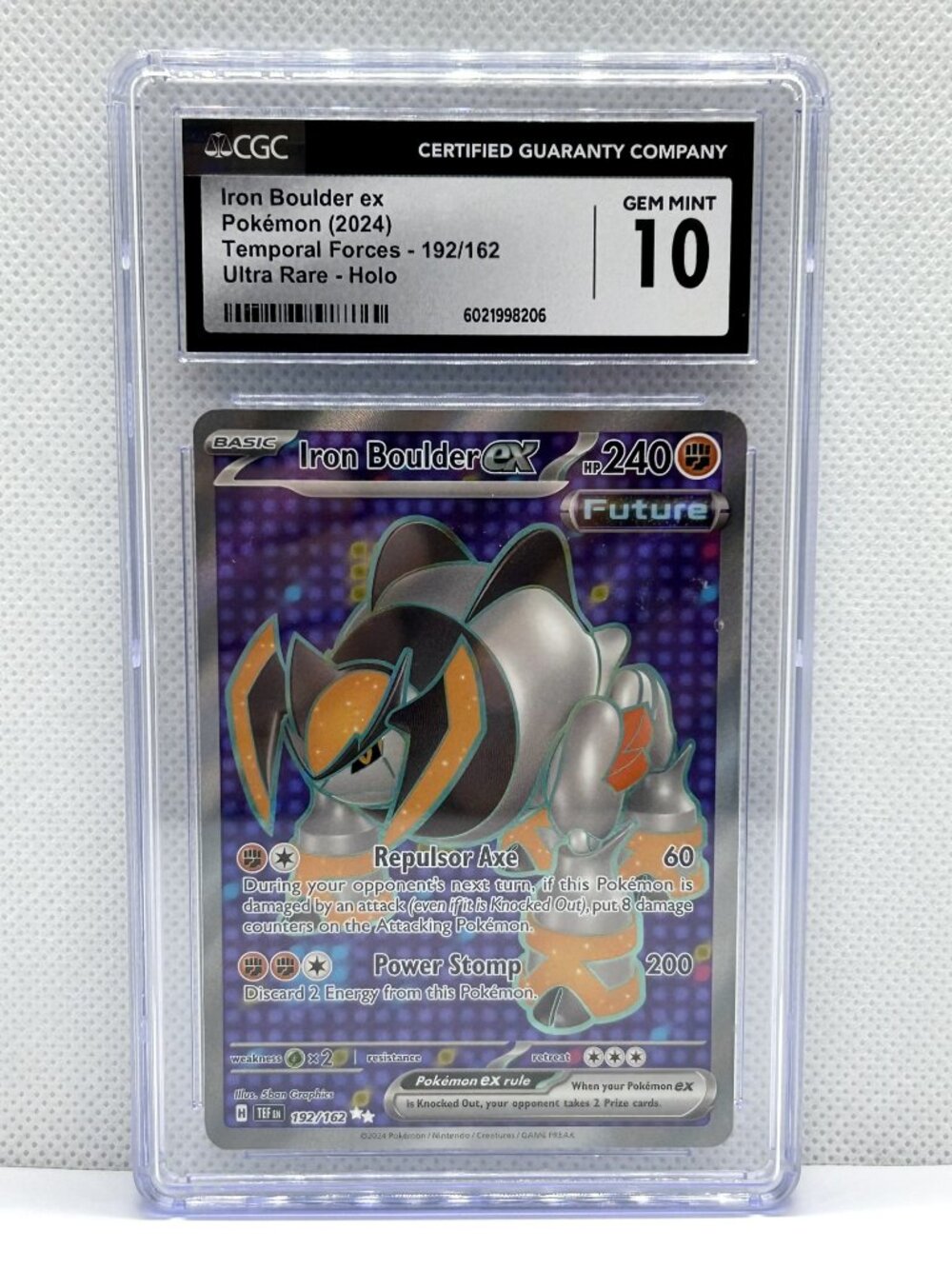 Iron Boulder ex Temporal Forces 192/162 Holo Pokémon Card 2024 CGC 10 GEM Mint